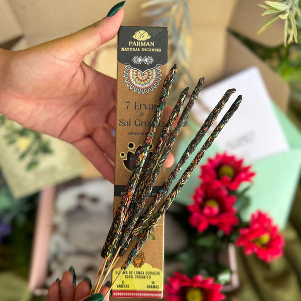 Incenso natural de 7 Ervas com Sal Grosso