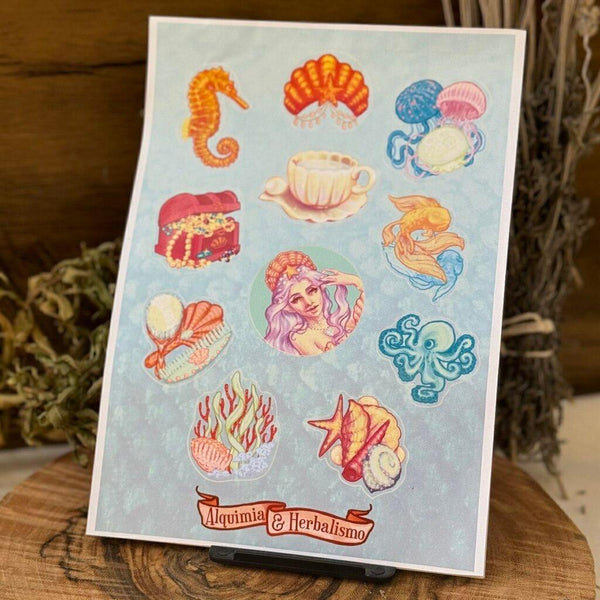 Cartela de Stickers - Sereias